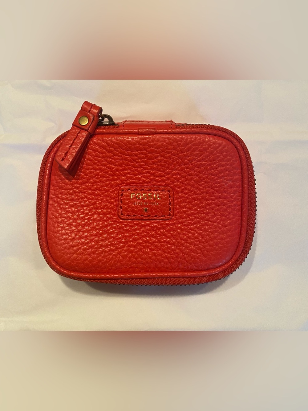 Fossil Red Pebbled Leather jewellery case.